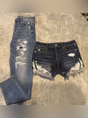 Women’s American Eagle Distressed Jeans and Shorts Size 10!